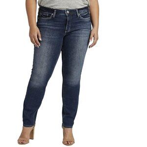 NEW Silver Jeans Suki Straight Leg Mid Rise Curvy Blue Denim Jeans P5508